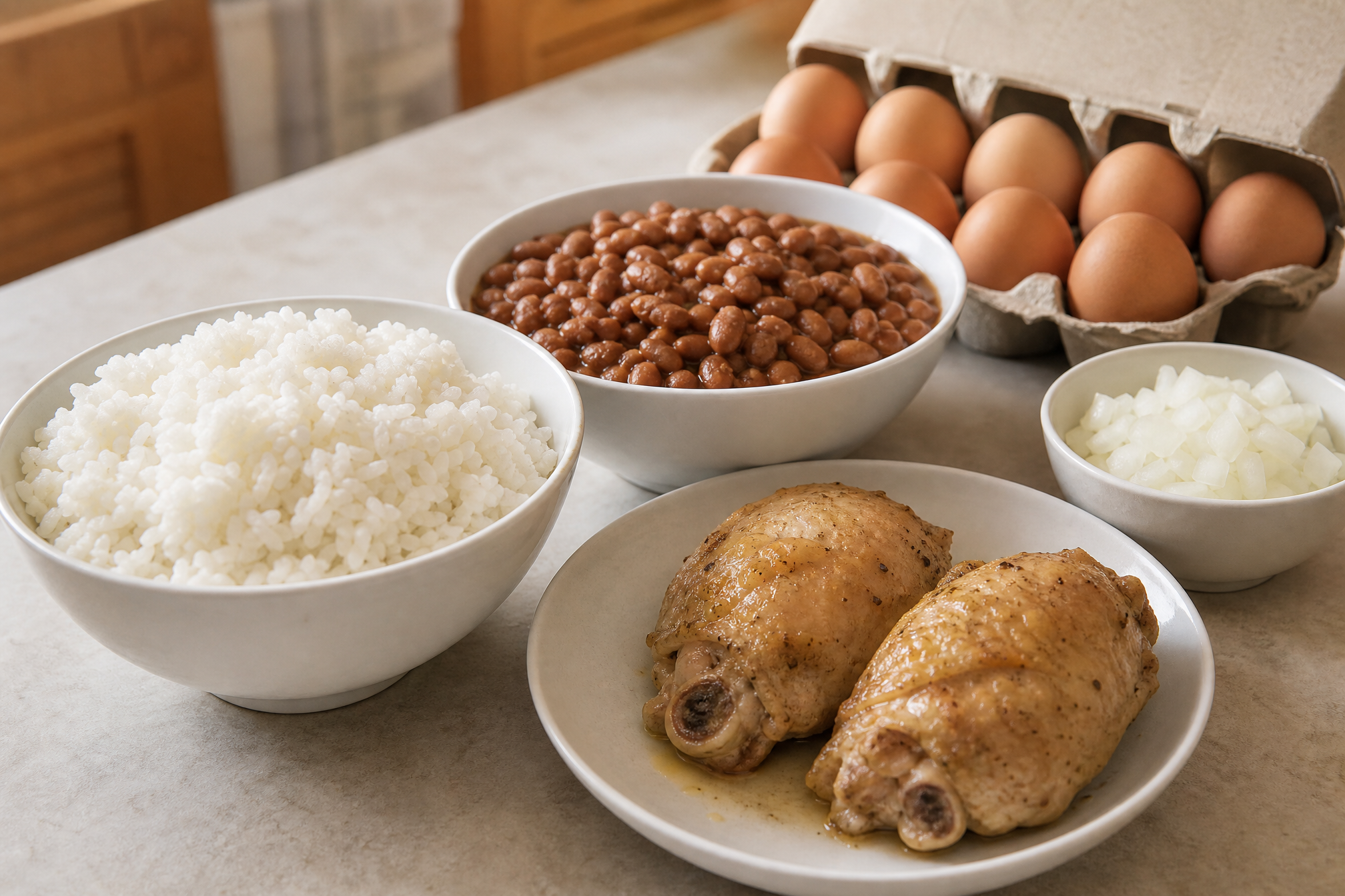Rice, beans, and eggs: the cheapest filling plate in the building